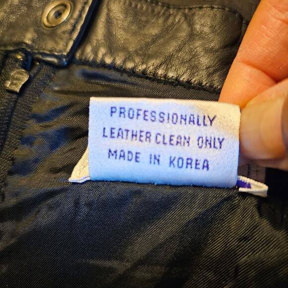 VTG SILVERLEAF Black Leather Pocket Snap Button Zipper Pencil Midi Skirt Sz 12 - Picture 13 of 16
